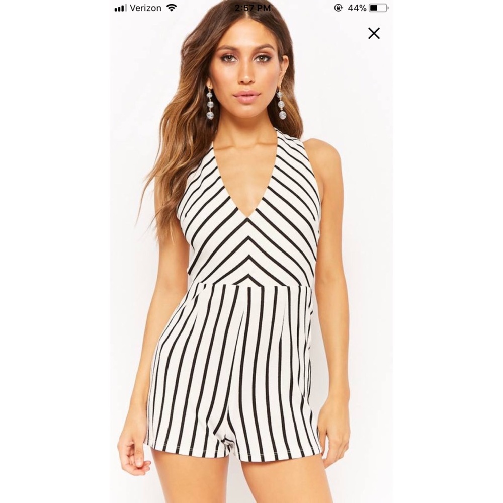 Striped cross cross romper